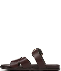Sam Edelman Lucy Leather Criss Cross Buckle Hardware Slide Sandals
