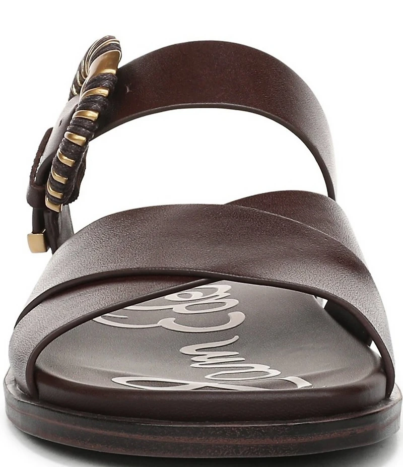 Sam Edelman Lucy Leather Criss Cross Buckle Hardware Slide Sandals