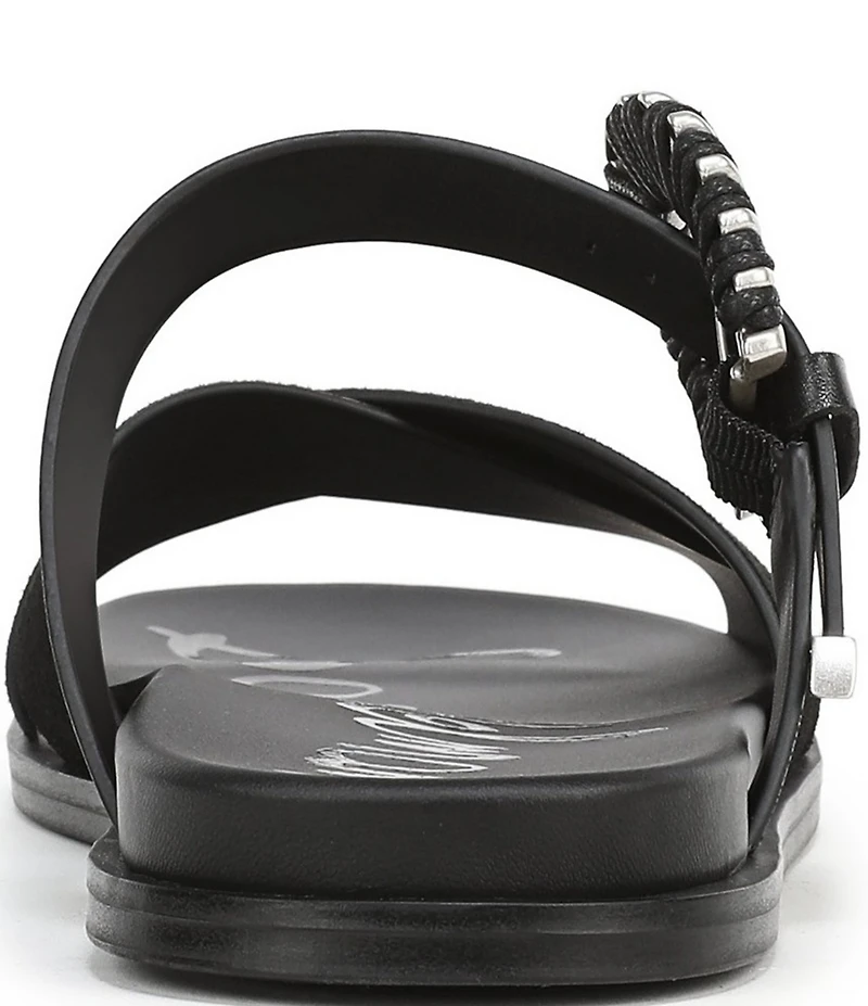 Sam Edelman Lucy Suede and Leather Criss Cross Buckle Hardware Slide Sandals