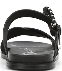 Sam Edelman Lucy Suede and Leather Criss Cross Buckle Hardware Slide Sandals