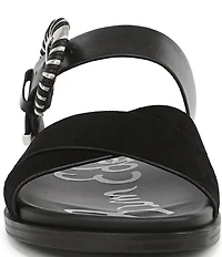 Sam Edelman Lucy Suede and Leather Criss Cross Buckle Hardware Slide Sandals