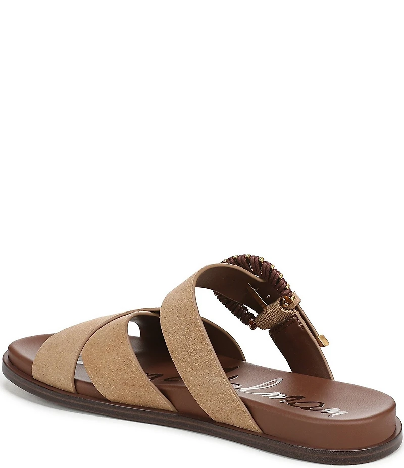 Sam Edelman Lucy Suede Criss Cross Buckle Hardware Slide Sandals