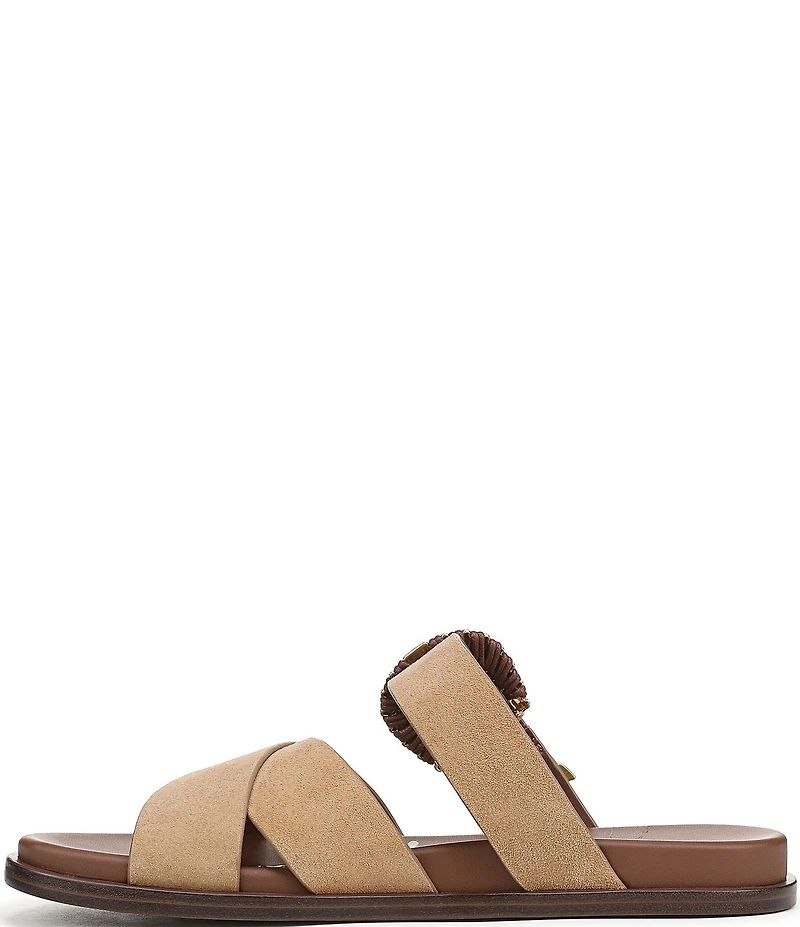 Sam Edelman Lucy Suede Criss Cross Buckle Hardware Slide Sandals
