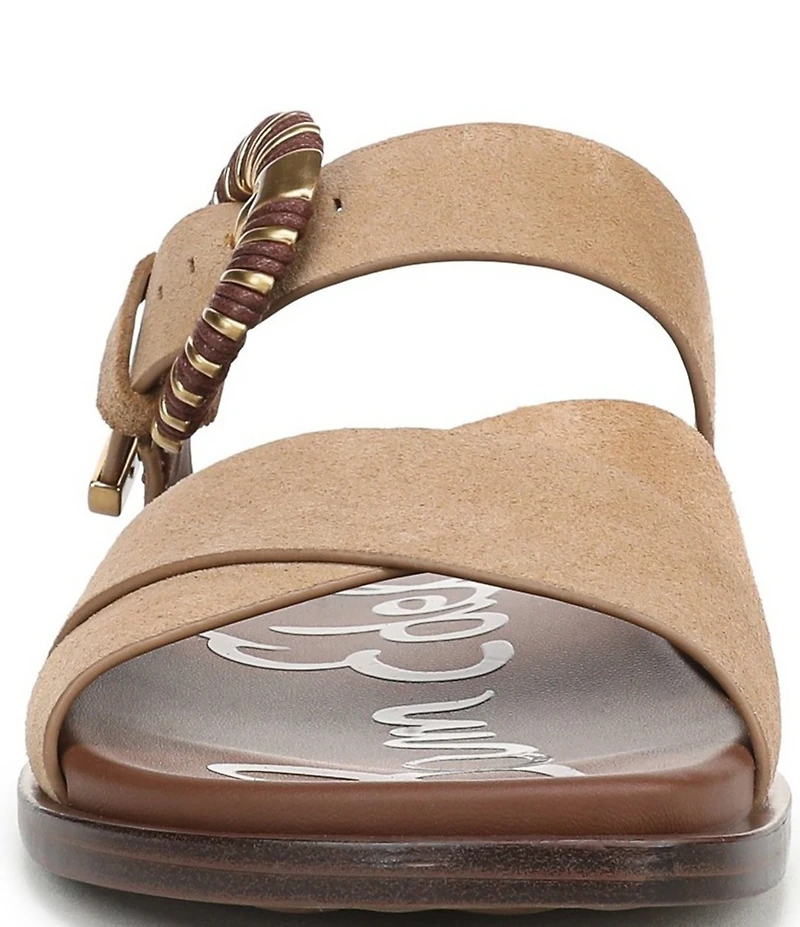 Sam Edelman Lucy Suede Criss Cross Buckle Hardware Slide Sandals