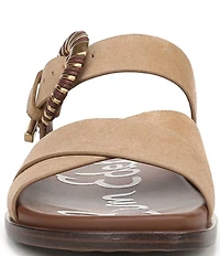 Sam Edelman Lucy Suede Criss Cross Buckle Hardware Slide Sandals
