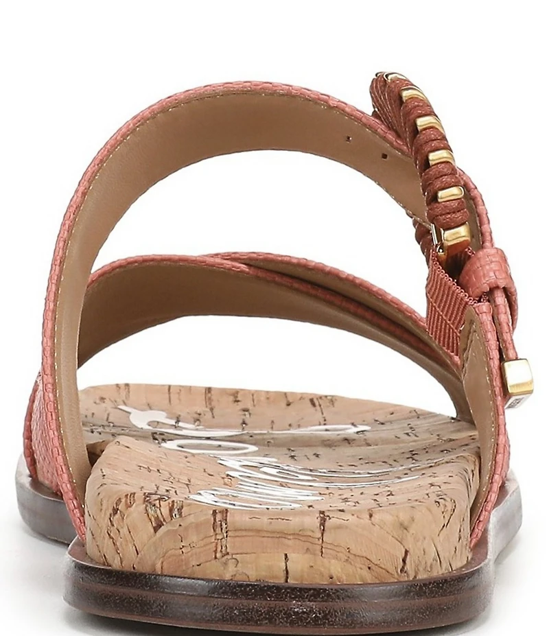 Sam Edelman Lucy Woven Raffia Criss Cross Buckle Hardware Slide Sandals
