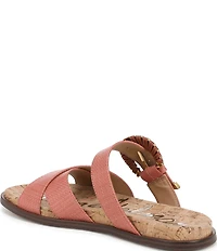 Sam Edelman Lucy Woven Raffia Criss Cross Buckle Hardware Slide Sandals