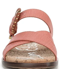 Sam Edelman Lucy Woven Raffia Criss Cross Buckle Hardware Slide Sandals
