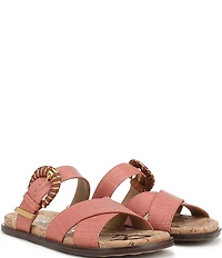 Sam Edelman Lucy Woven Raffia Criss Cross Buckle Hardware Slide Sandals