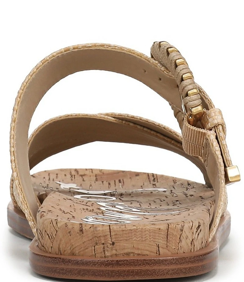 Sam Edelman Lucy Woven Raffia Criss Cross Buckle Hardware Slide Sandals