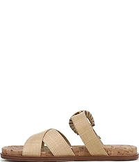 Sam Edelman Lucy Woven Raffia Criss Cross Buckle Hardware Slide Sandals