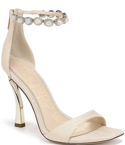 Sam Edelman Lyra Pearl Embellished Ankle Strap Dress Sandals
