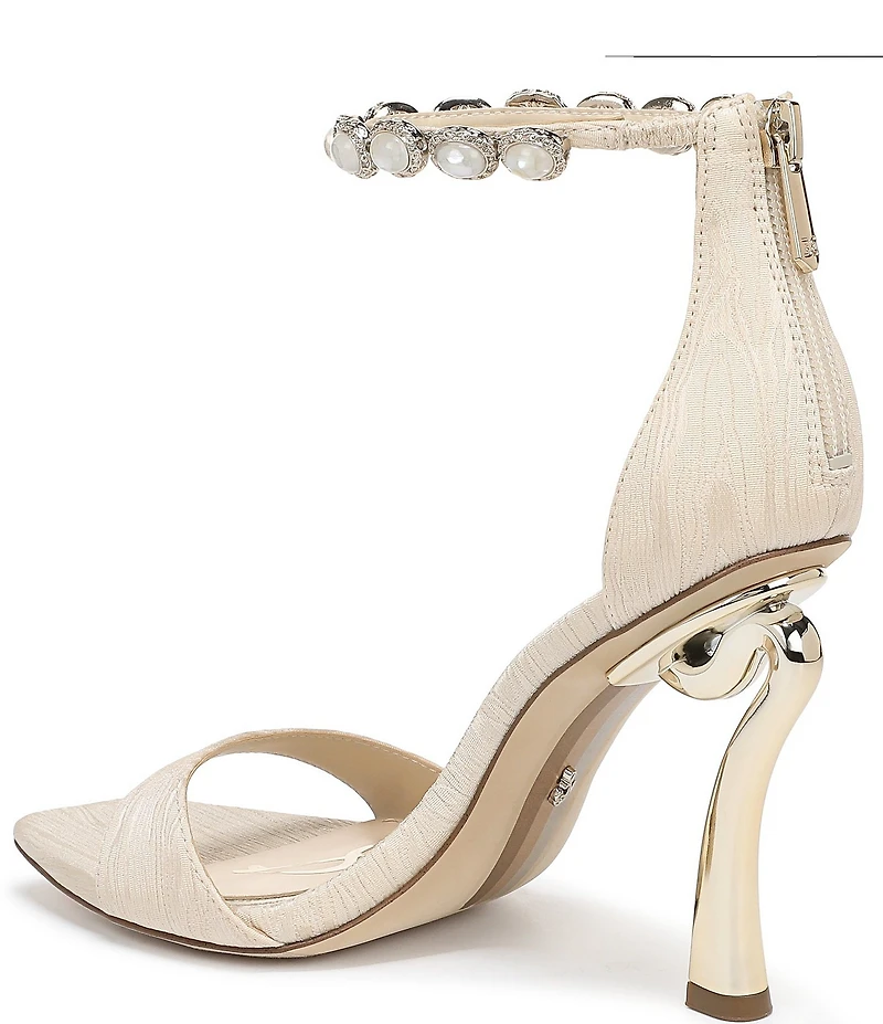 Sam Edelman Lyra Pearl Embellished Ankle Strap Dress Sandals