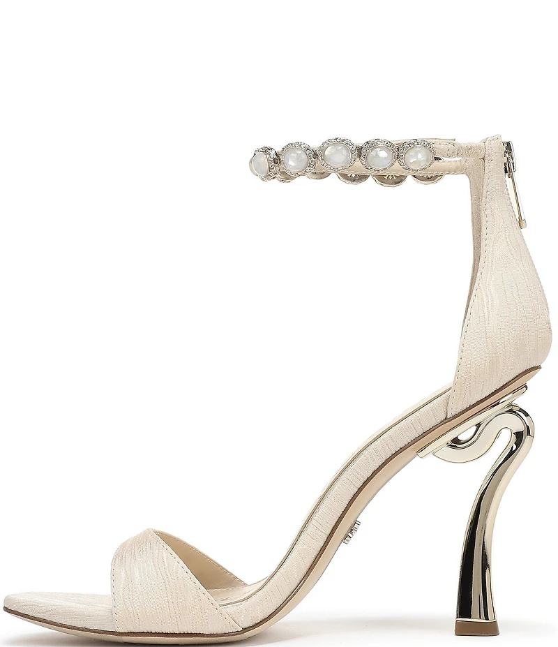 Sam Edelman Lyra Pearl Embellished Ankle Strap Dress Sandals