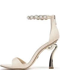 Sam Edelman Lyra Pearl Embellished Ankle Strap Dress Sandals