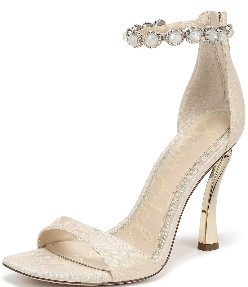 Sam Edelman Lyra Pearl Embellished Ankle Strap Dress Sandals