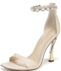 Sam Edelman Lyra Pearl Embellished Ankle Strap Dress Sandals