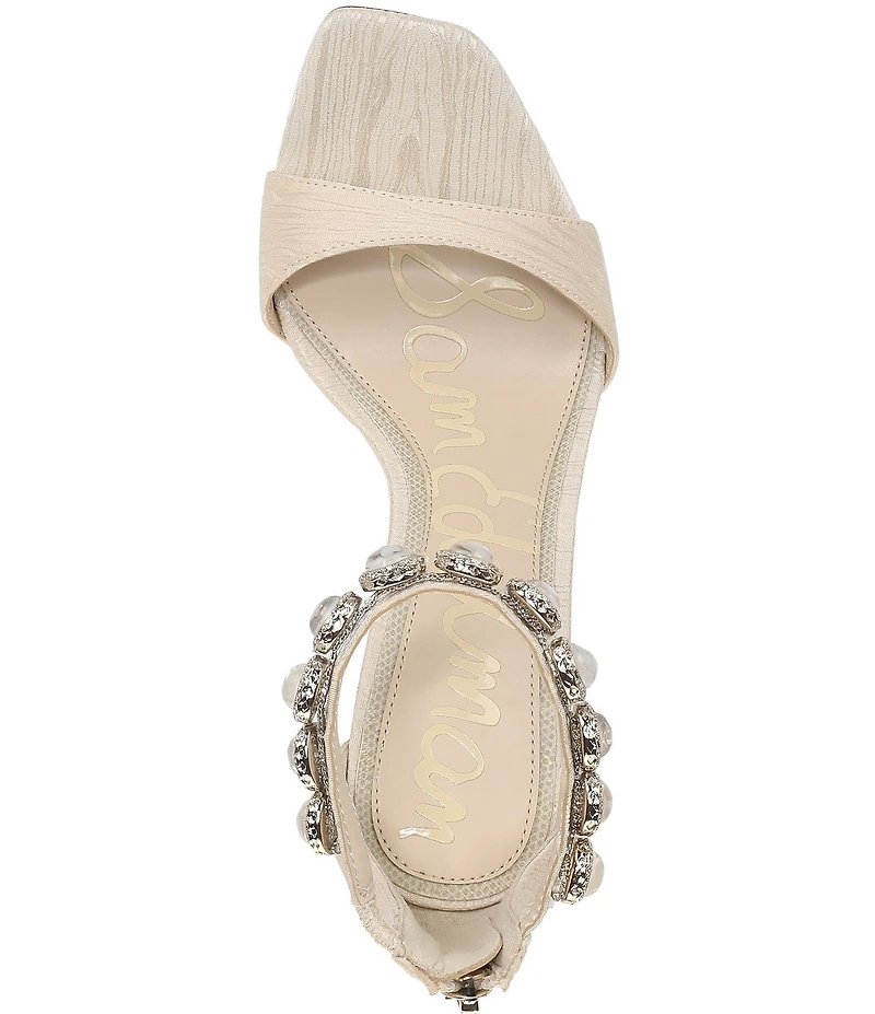 Sam Edelman Lyra Pearl Embellished Ankle Strap Dress Sandals