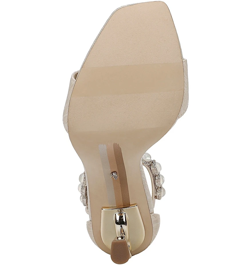 Sam Edelman Lyra Pearl Embellished Ankle Strap Dress Sandals