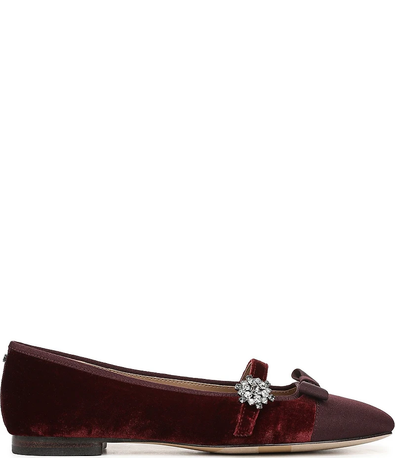 Sam Edelman Madi Velvet Jewel Ornament Cap Toe Mary Jane Flats