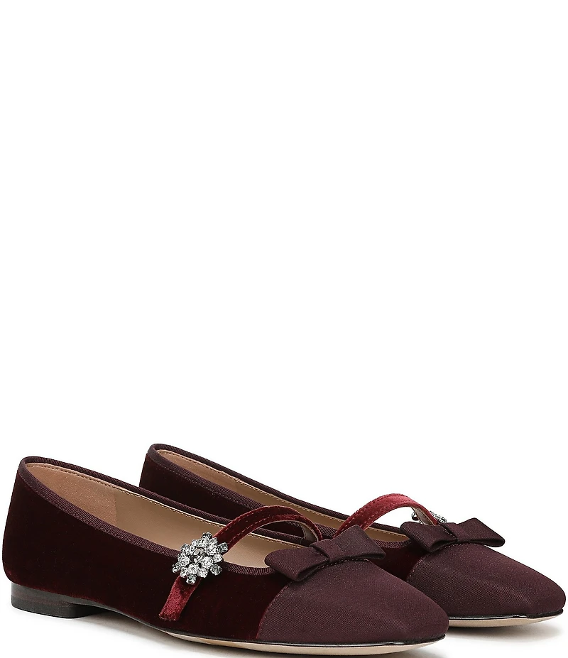 Sam Edelman Madi Velvet Jewel Ornament Cap Toe Mary Jane Flats
