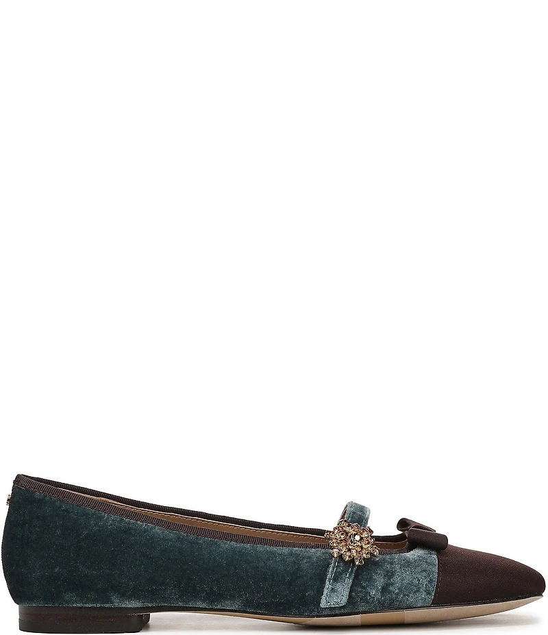 Sam Edelman Madi Velvet Jewel Ornament Cap Toe Mary Jane Flats