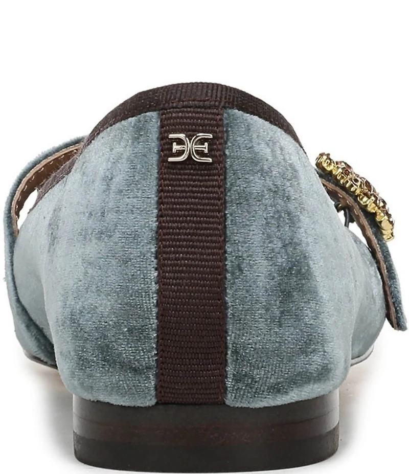 Sam Edelman Madi Velvet Jewel Ornament Cap Toe Mary Jane Flats