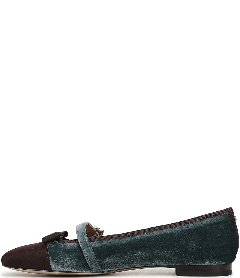 Sam Edelman Madi Velvet Jewel Ornament Cap Toe Mary Jane Flats