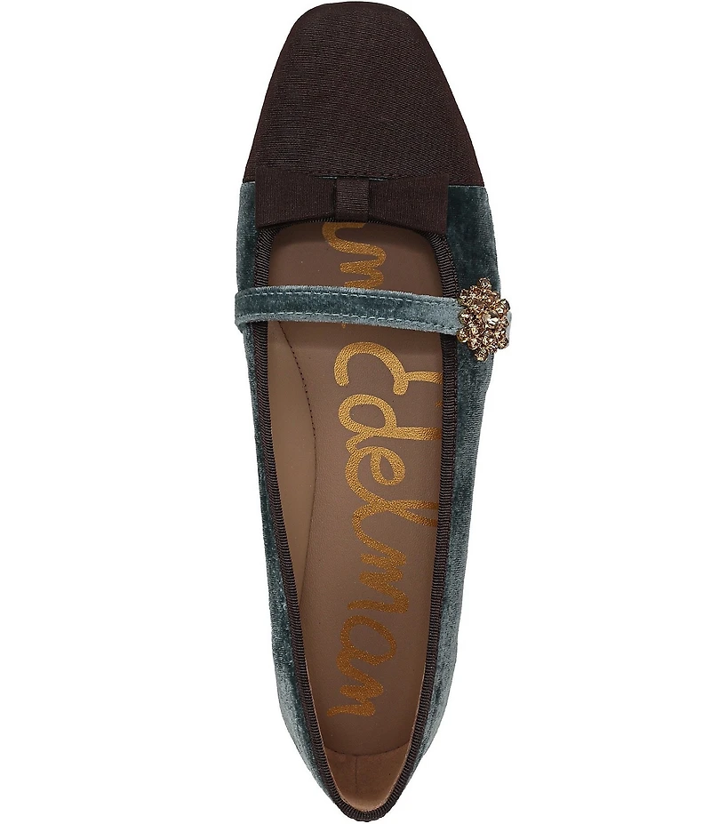Sam Edelman Madi Velvet Jewel Ornament Cap Toe Mary Jane Flats