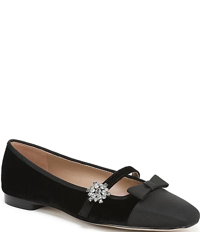 Sam Edelman Madi Velvet Jewel Ornament Cap Toe Mary Jane Flats