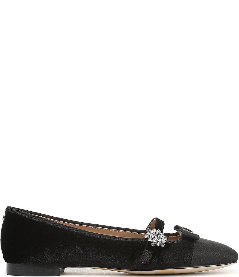 Sam Edelman Madi Velvet Jewel Ornament Cap Toe Mary Jane Flats