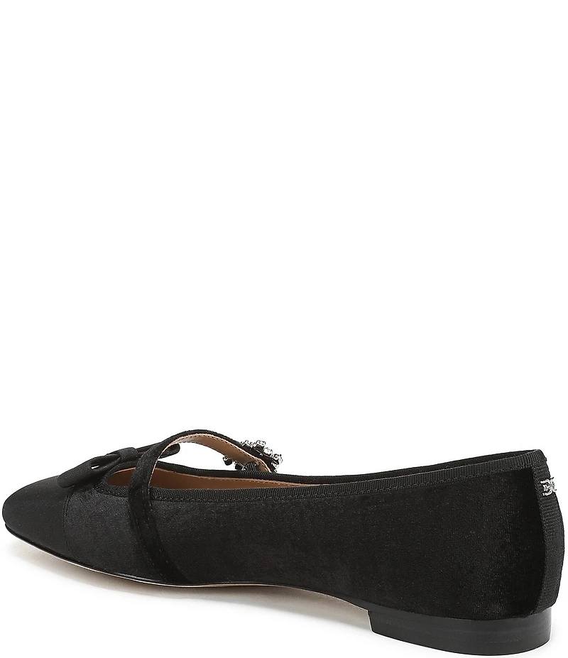 Sam Edelman Madi Velvet Jewel Ornament Cap Toe Mary Jane Flats