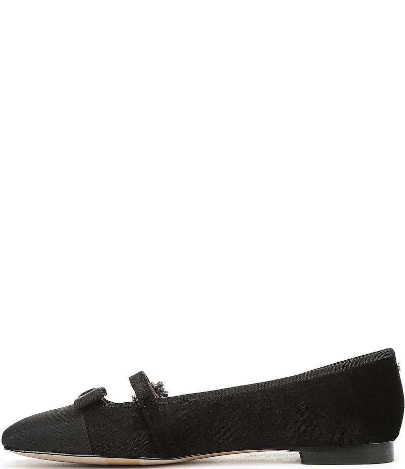 Sam Edelman Madi Velvet Jewel Ornament Cap Toe Mary Jane Flats