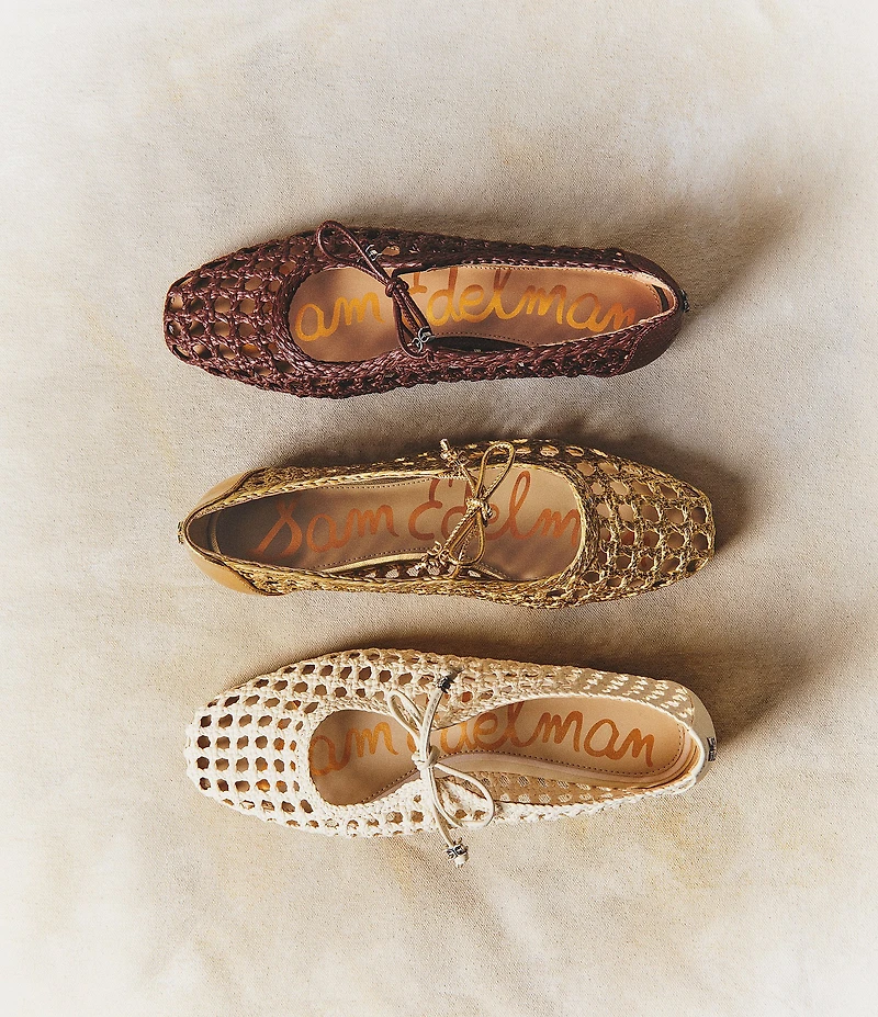 Sam Edelman Marcie Woven Raffia Bow Ballet Flats