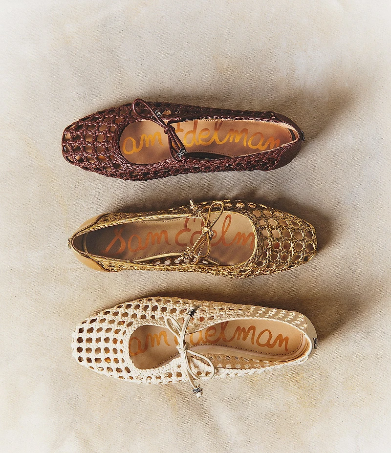 Sam Edelman Marcie Woven Raffia Bow Ballet Flats