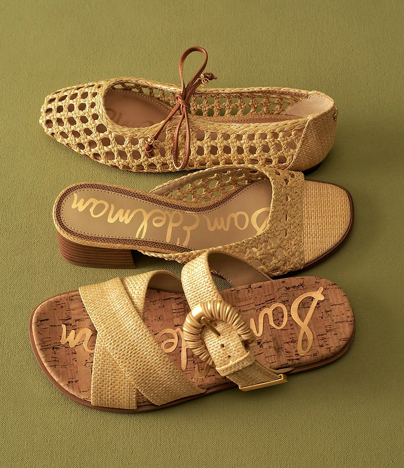 Sam Edelman Marcie Woven Raffia Bow Ballet Flats