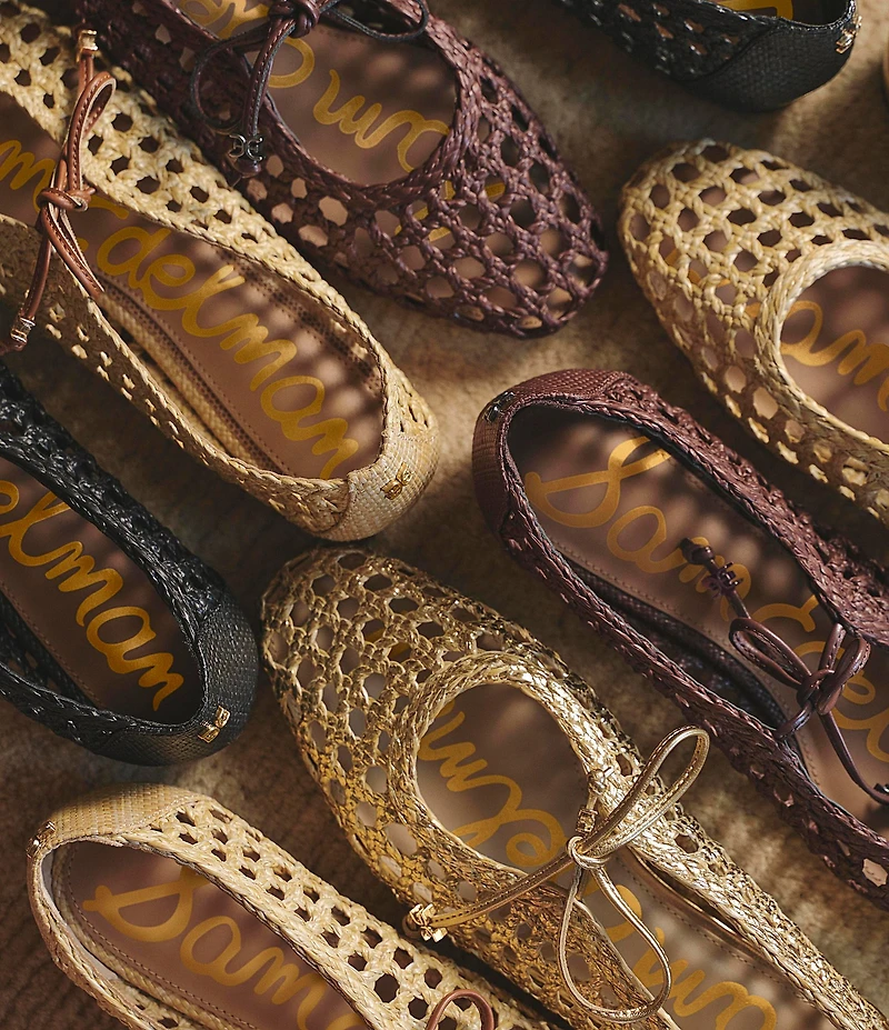 Sam Edelman Marcie Woven Raffia Bow Ballet Flats