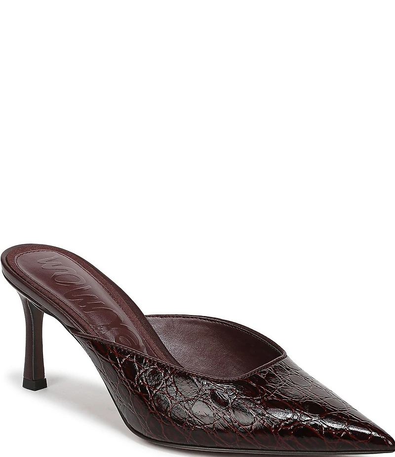 Sam Edelman Margeaux Crocodile Embossed Leather Dress Mules