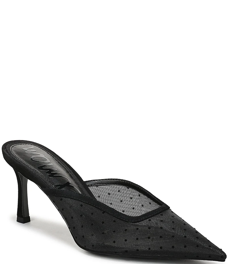 Sam Edelman Margeaux High Vamp Polka Dot Mesh Pointed Toe Dress Mules