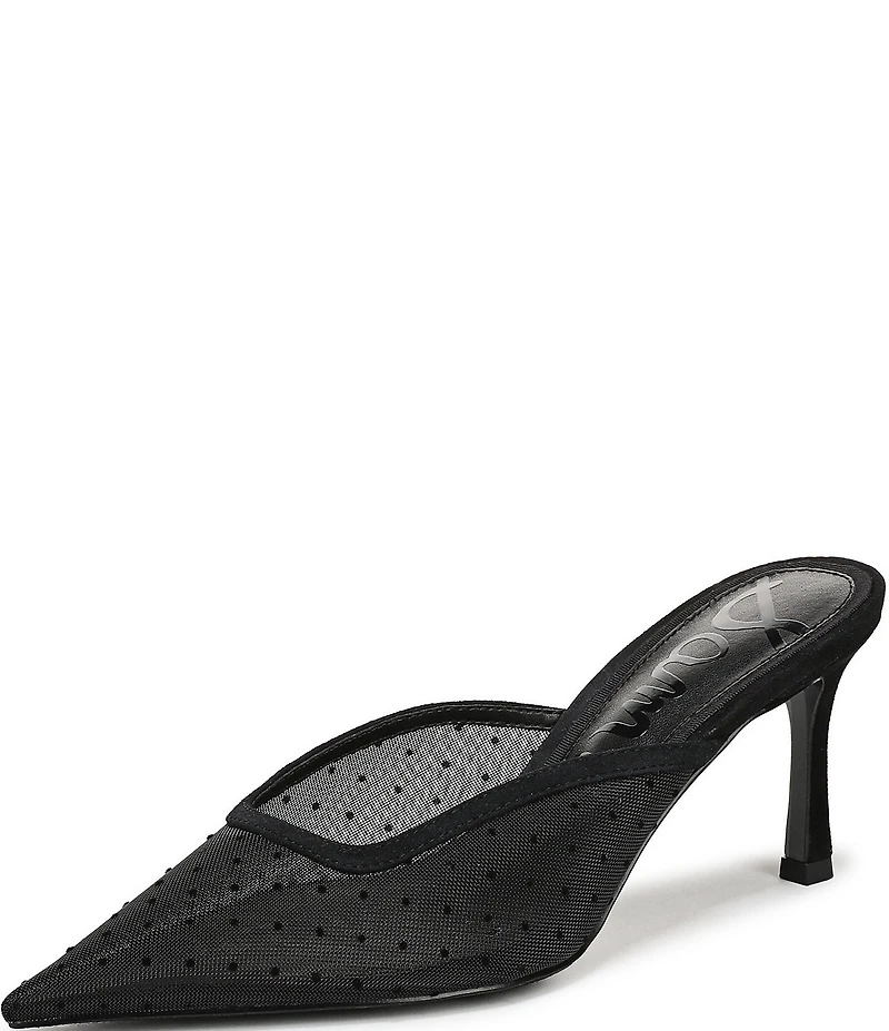 Sam Edelman Margeaux High Vamp Polka Dot Mesh Pointed Toe Dress Mules
