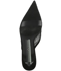 Sam Edelman Margeaux High Vamp Polka Dot Mesh Pointed Toe Dress Mules