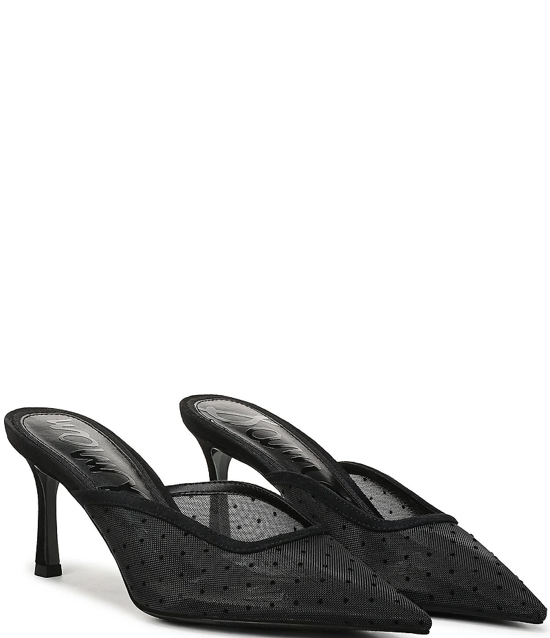 Sam Edelman Margeaux High Vamp Polka Dot Mesh Pointed Toe Dress Mules