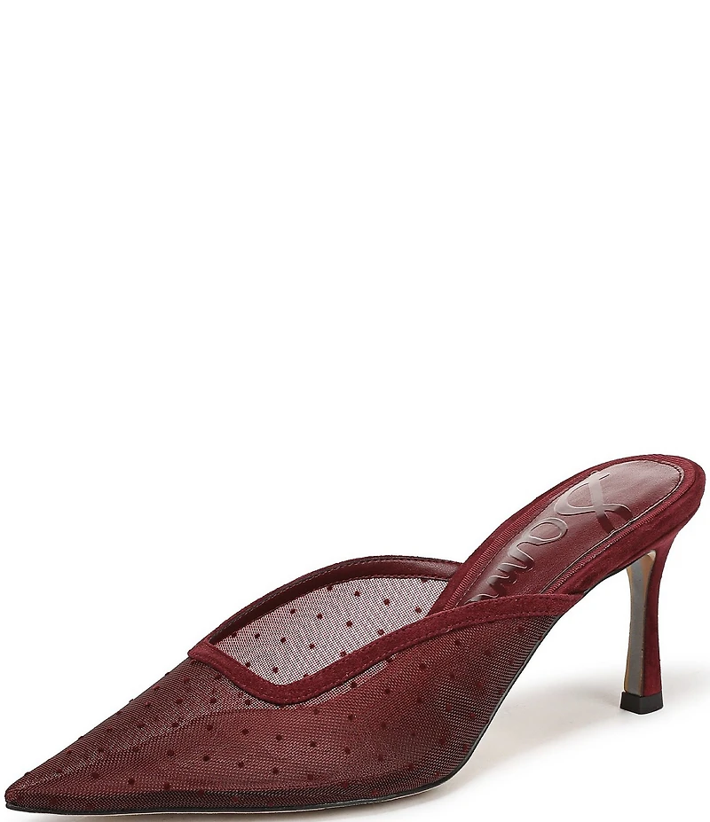 Sam Edelman Margeaux High Vamp Polka Dot Mesh Pointed Toe Dress Mules