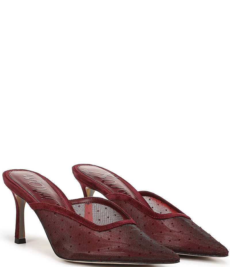 Sam Edelman Margeaux High Vamp Polka Dot Mesh Pointed Toe Dress Mules
