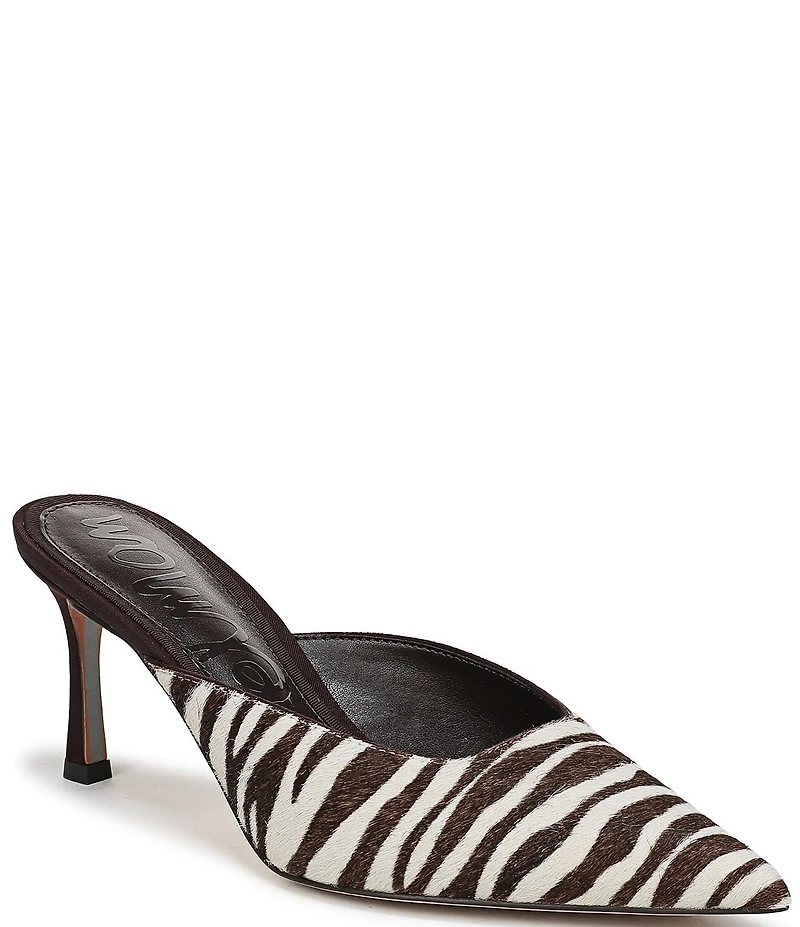 Sam Edelman Margeaux High Vamp Zebra Print Calf Hair Pointed Toe Dress Mules