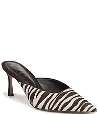 Sam Edelman Margeaux High Vamp Zebra Print Calf Hair Pointed Toe Dress Mules