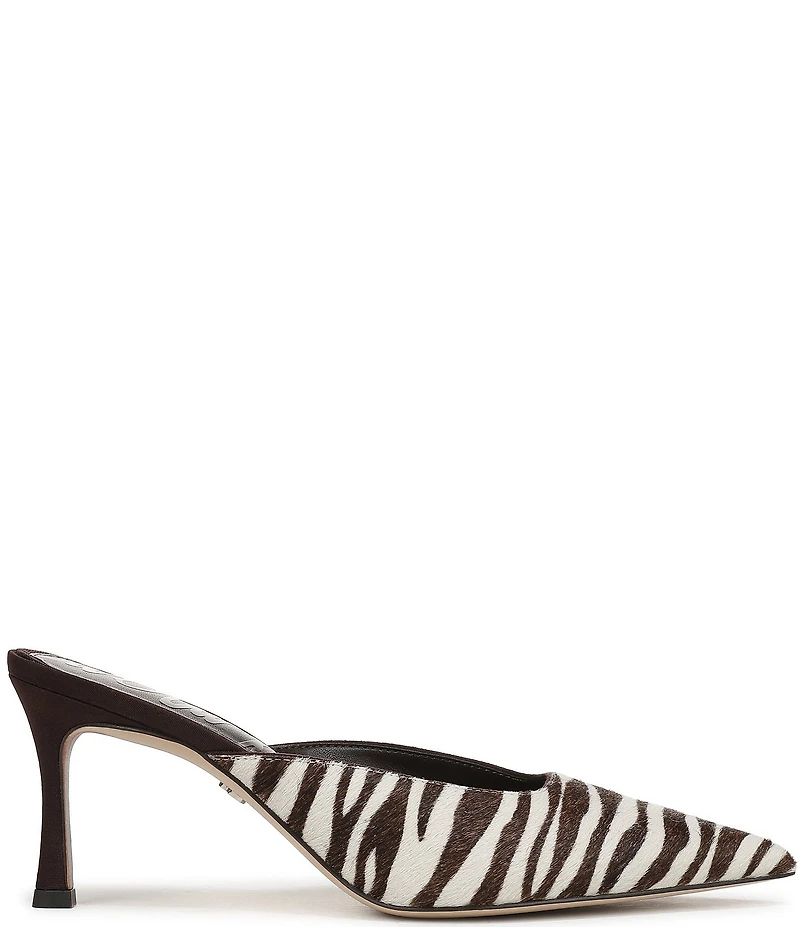 Sam Edelman Margeaux High Vamp Zebra Print Calf Hair Pointed Toe Dress Mules