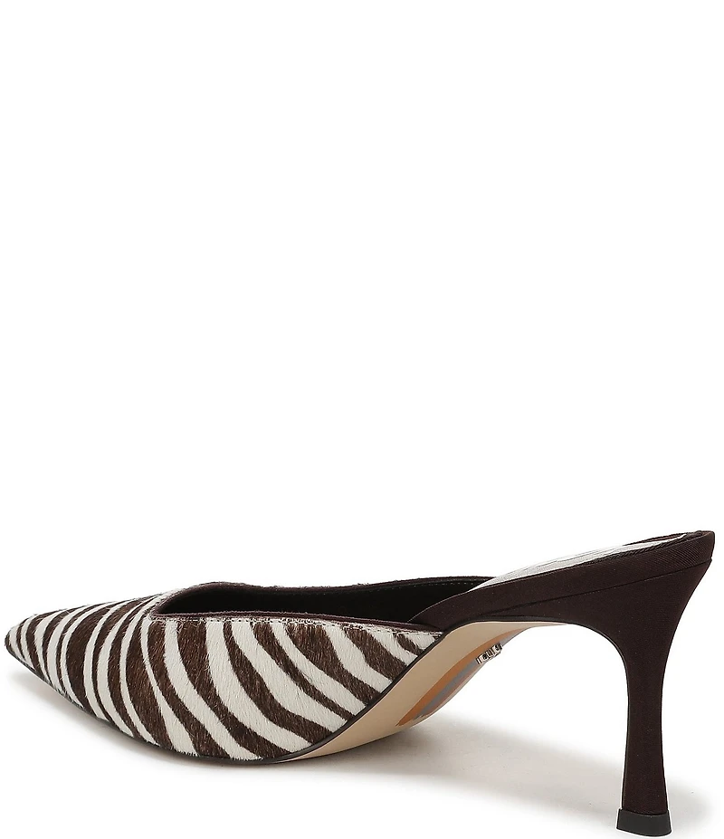 Sam Edelman Margeaux High Vamp Zebra Print Calf Hair Pointed Toe Dress Mules