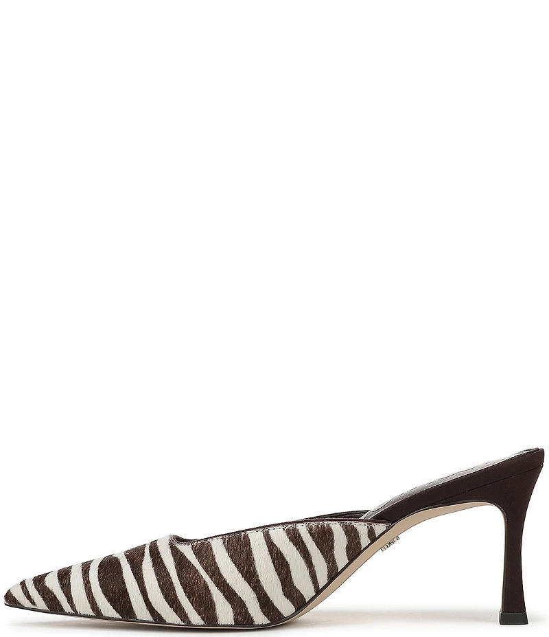 Sam Edelman Margeaux High Vamp Zebra Print Calf Hair Pointed Toe Dress Mules