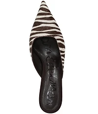 Sam Edelman Margeaux High Vamp Zebra Print Calf Hair Pointed Toe Dress Mules